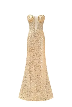 Stunning Gold Sequin Maxi Dress - Showstopper Edition