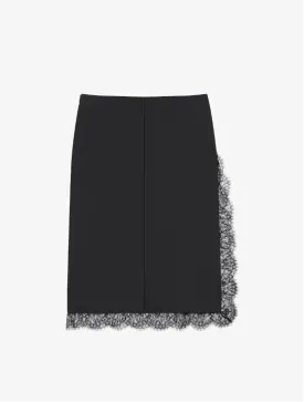 SKIRT IN WOOL AND MOHAIR WITH LACE