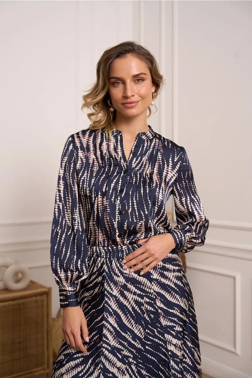 Snake Print Blue Navy Blouse