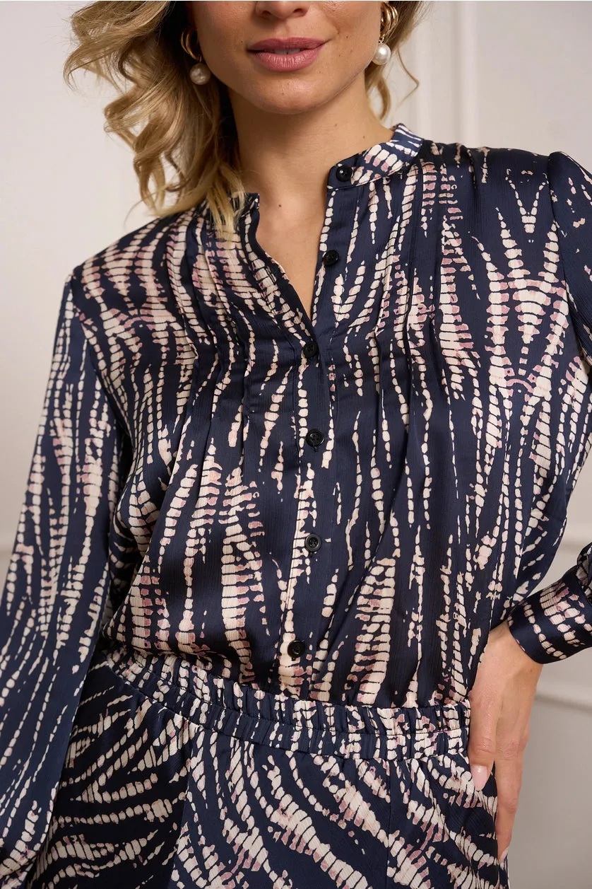 Snake Print Blue Navy Blouse