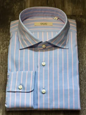 Striped Cotton Dress Shirt - Pastel Blue & Pink