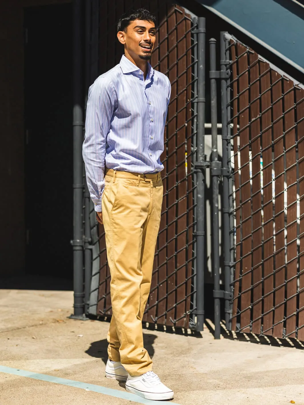 Striped Cotton Dress Shirt - Pastel Blue & Pink