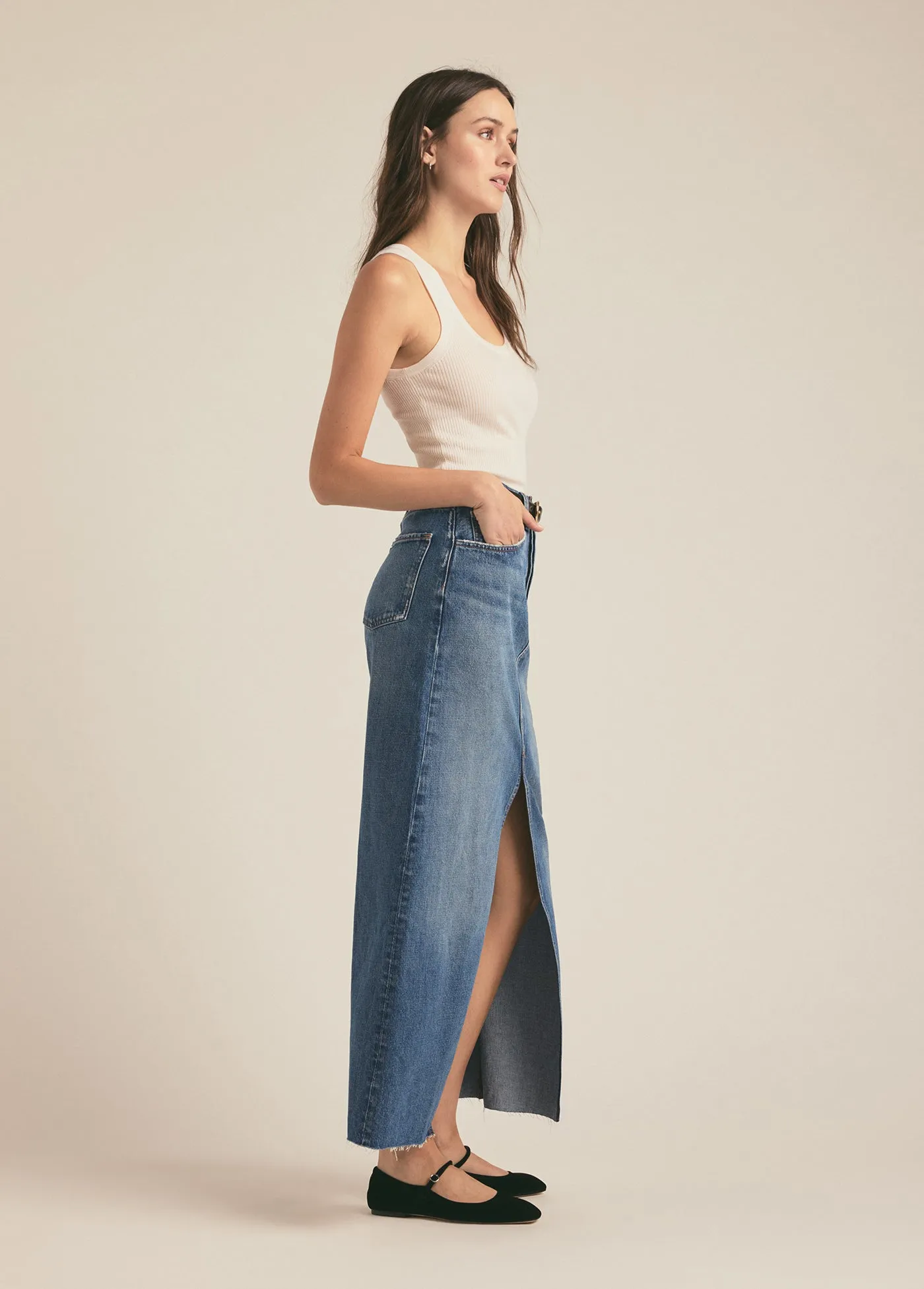 THE SADIE HIGH RISE MAXI A- LINE SKIRT