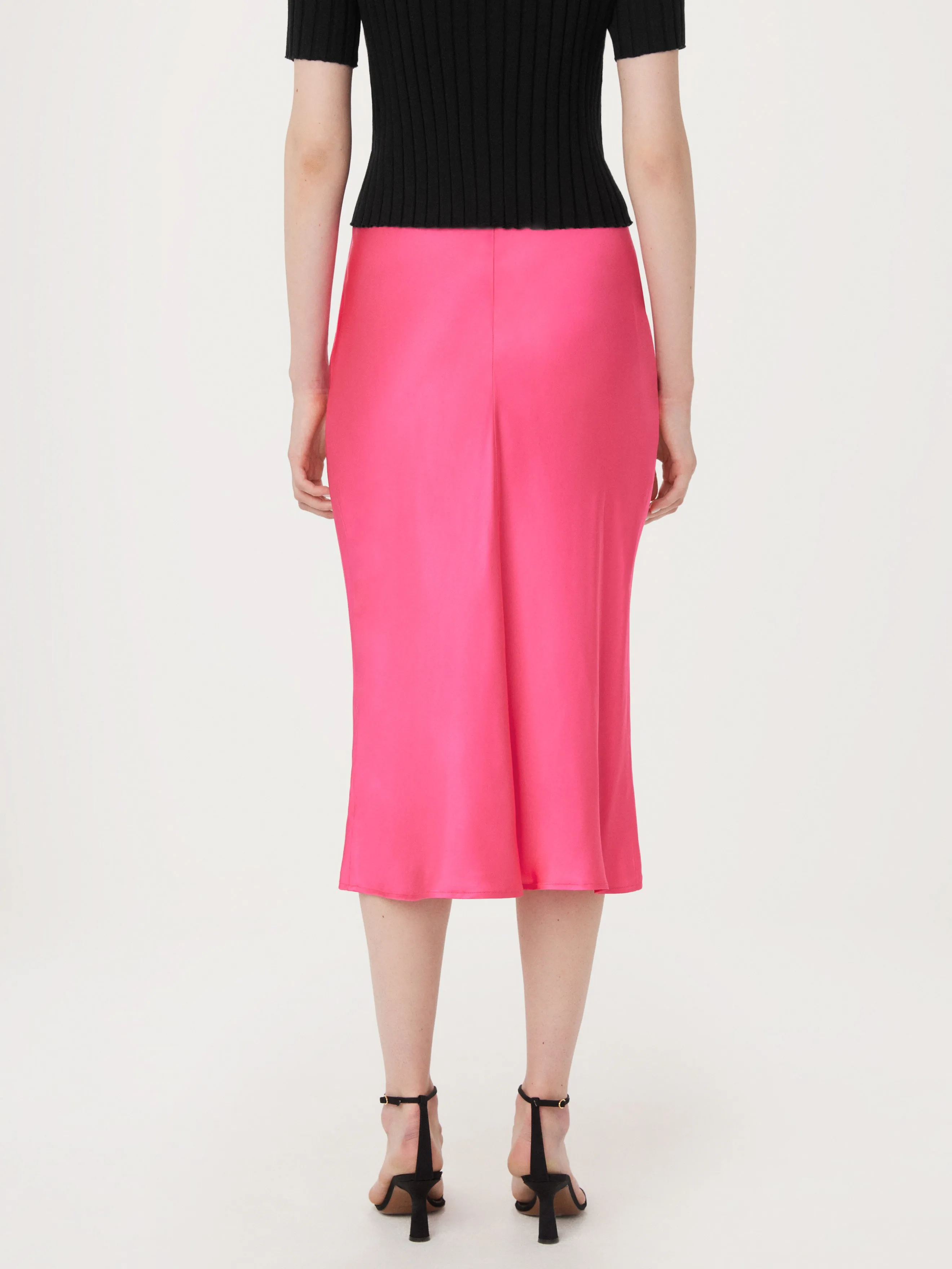 The Satin Maxi Skirt in Fuchsia