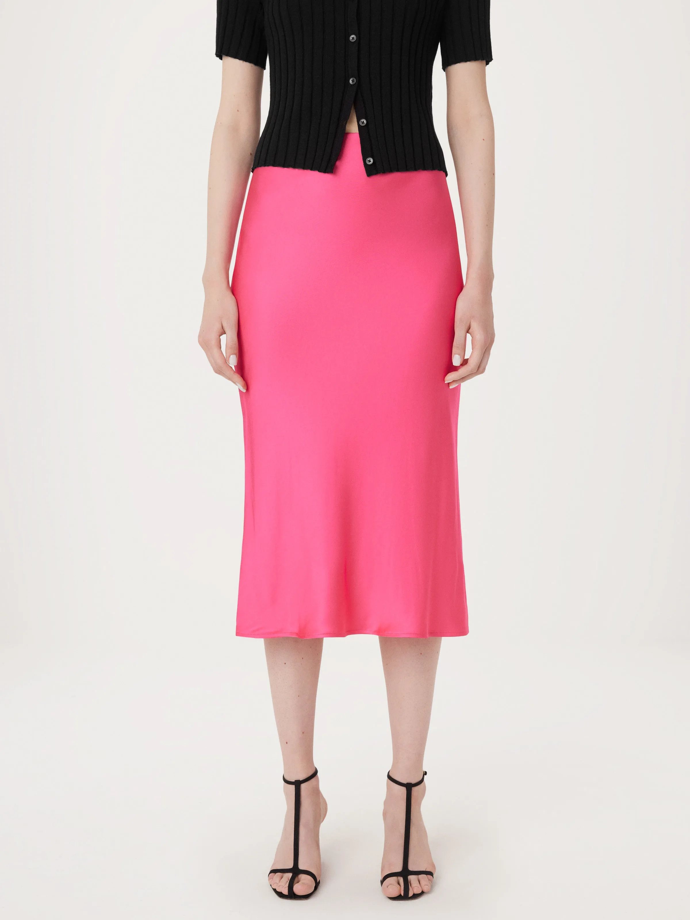 The Satin Maxi Skirt in Fuchsia