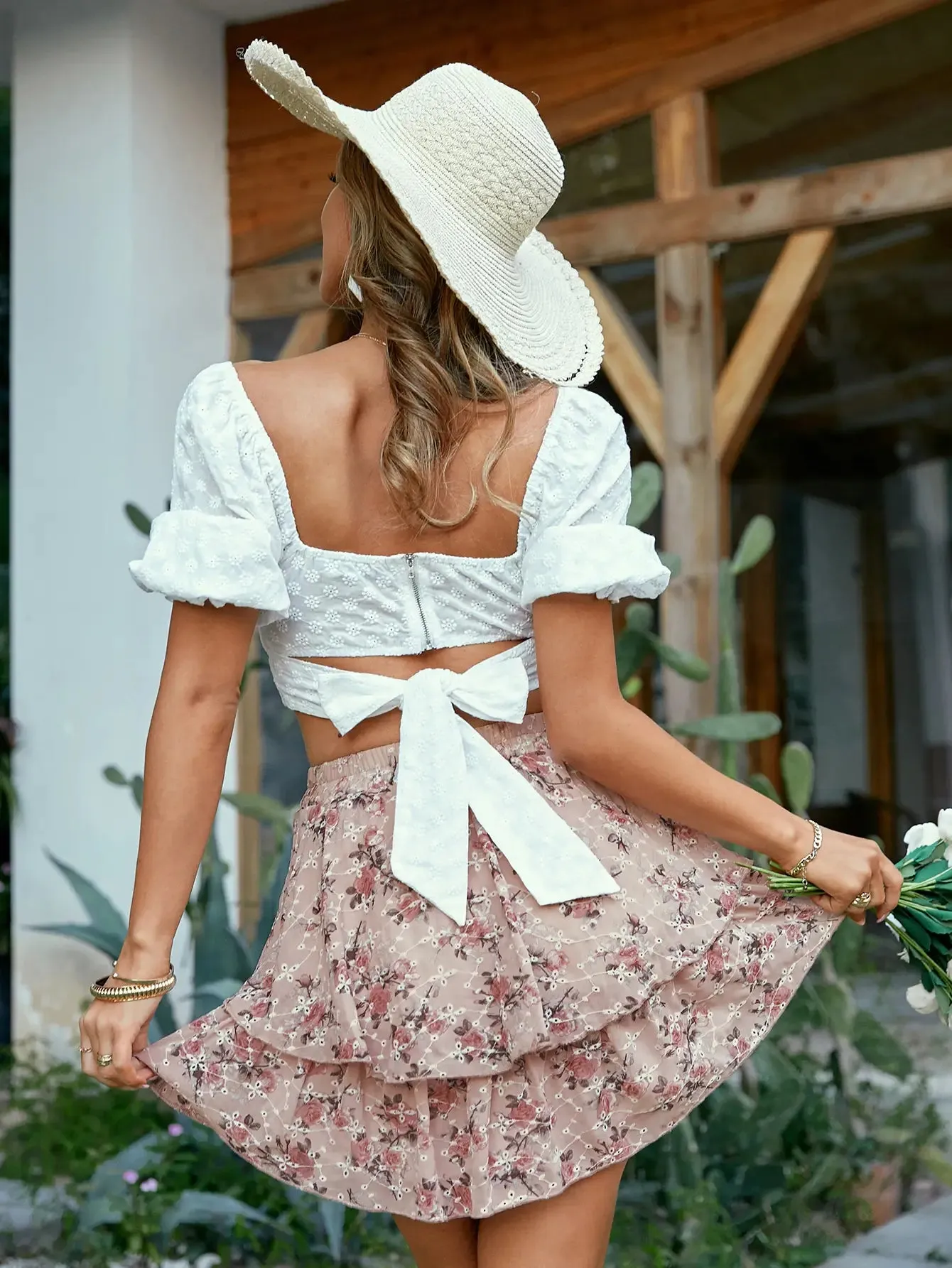 Tilly Pink Floral Ruffle A-Line Mini Skirt