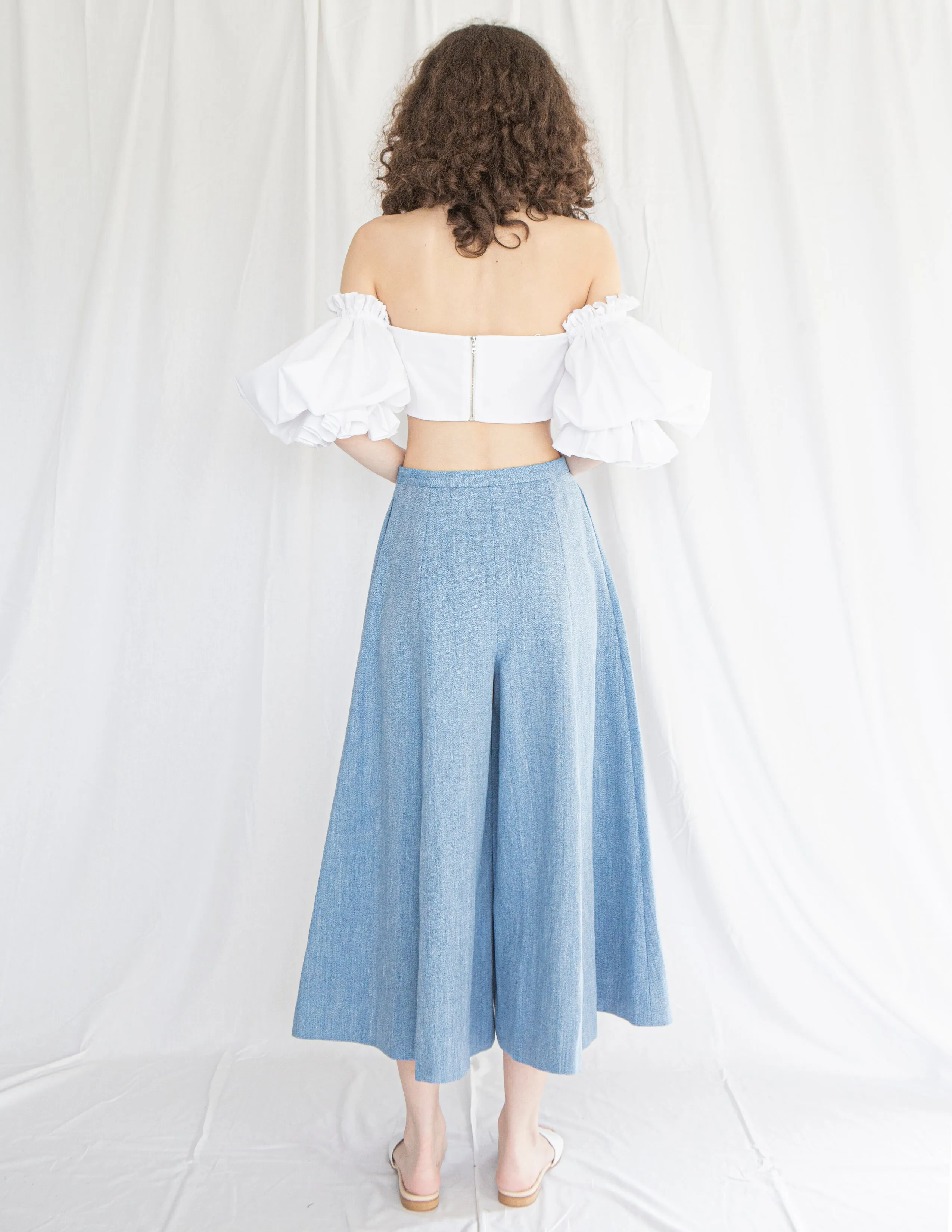 Trapeze Wide Leg Culottes in Denim