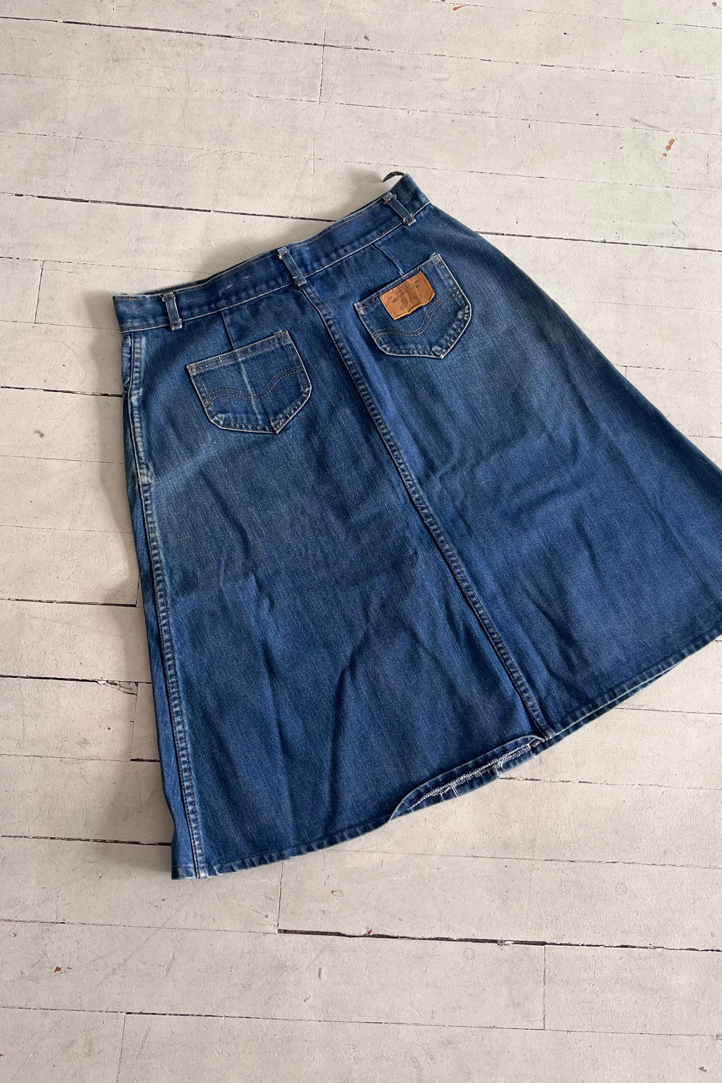 VINTAGE 70's denim A line skirt - XL