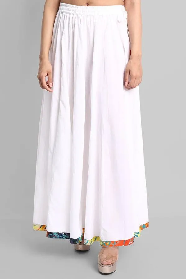 White Narrow Holi Border Skirt